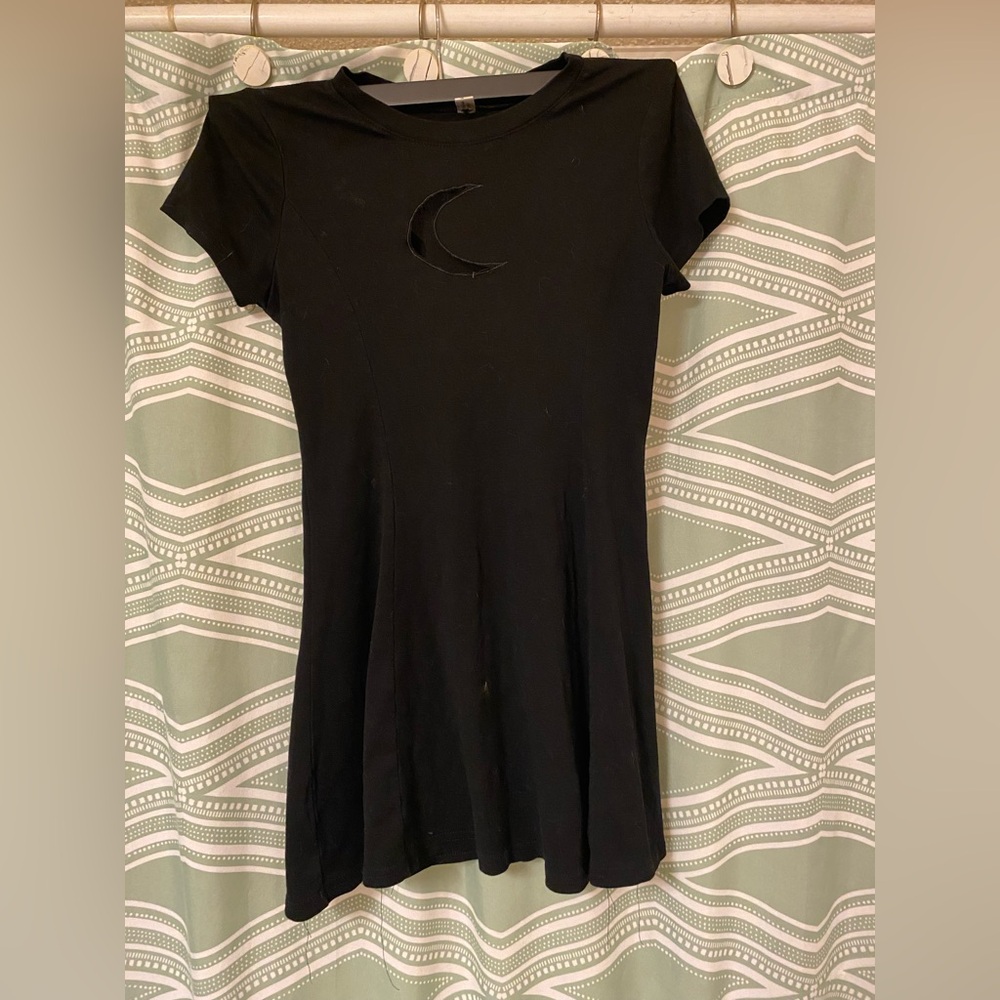 Black Cut Out Short Sleeve Mini Bodysuit Dress